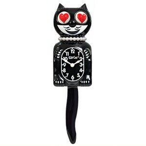 Classic Black Lady Kit-Cat Klock Clock with Heart Eyes